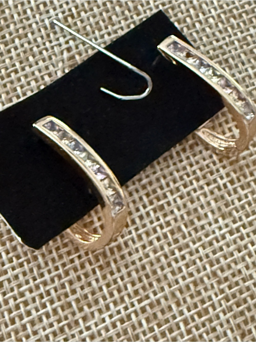 Sparkling Gold Hoop Earrings with Clear Crystals - Women Jewelry